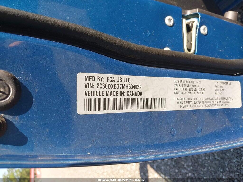 2C3CDXBG7MH604039 2021 DODGE CHARGER photo no. 9