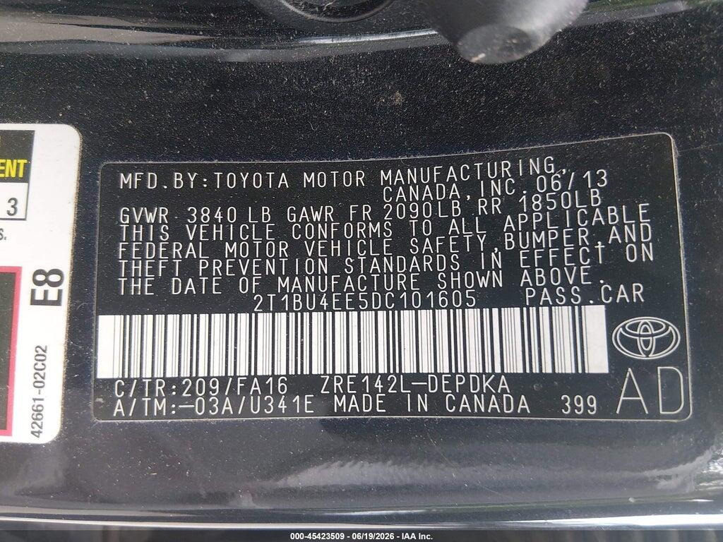 2T1BU4EE5DC101605 2013 TOYOTA COROLLA photo no. 9