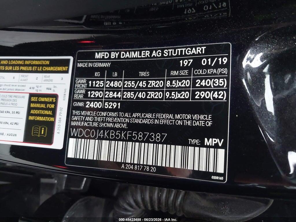 WDC0J4KB5KF587387 2019 MERCEDES-BENZ GLC 300 COUPE photo no. 9