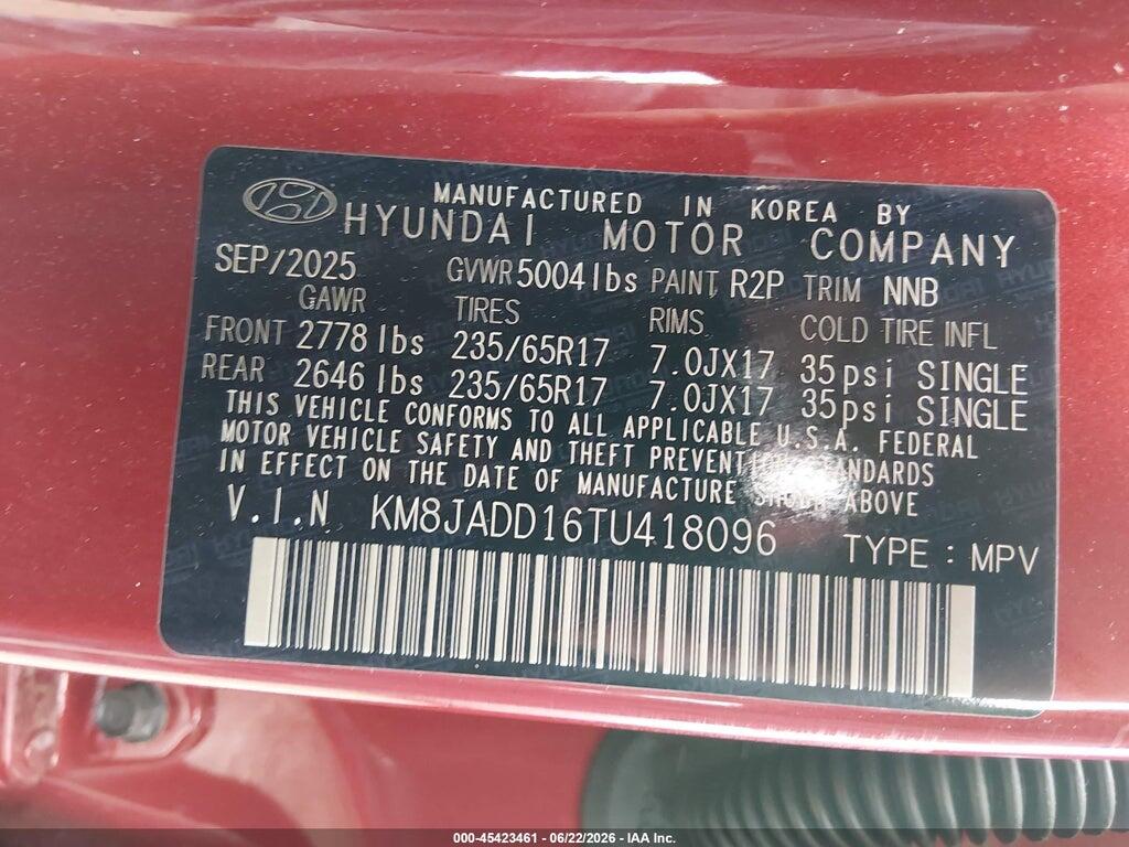 KM8JADD16TU418096 2026 HYUNDAI TUCSON HYBRID photo no. 9