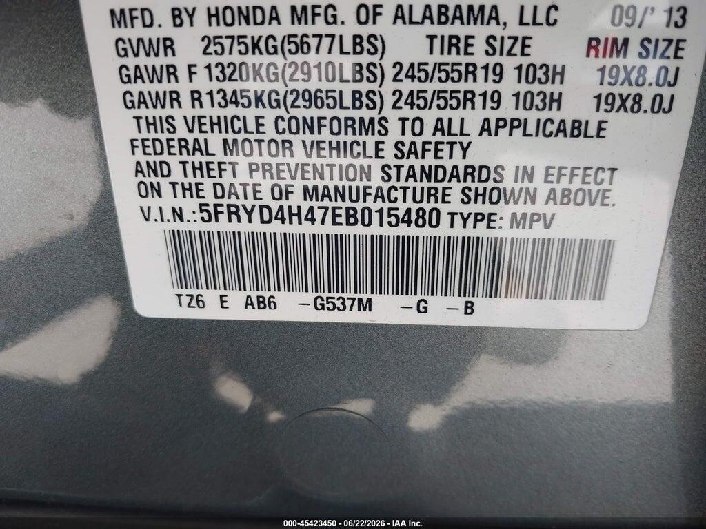 5FRYD4H47EB015480 2014 ACURA MDX photo no. 9