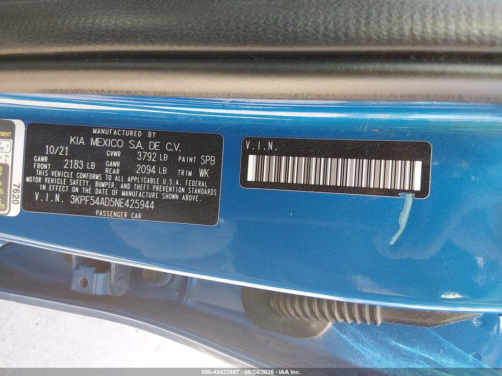 3KPF54AD5NE425944 2022 KIA FORTE photo no. 9