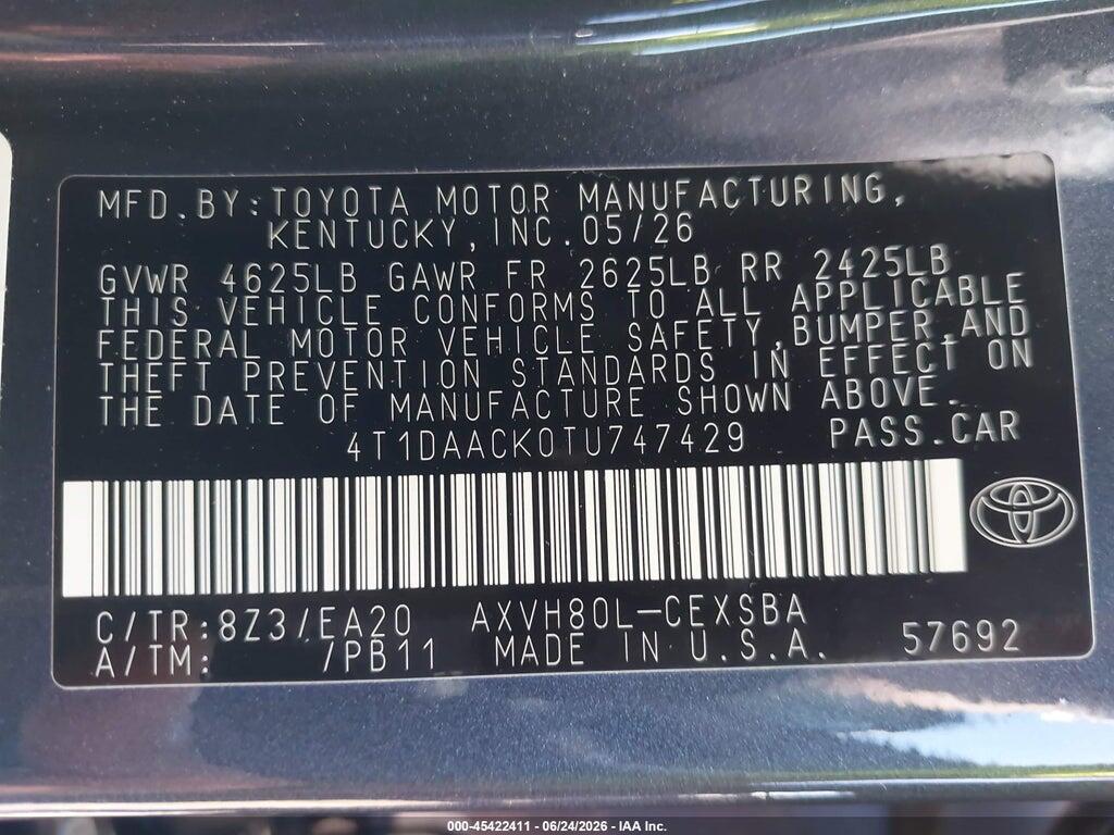 4T1DAACK0TU747429 2026 TOYOTA CAMRY photo no. 9