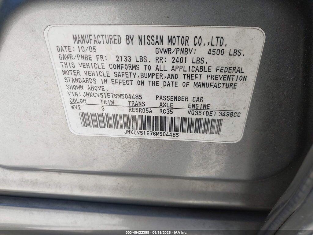 JNKCV51E76M504485 2006 INFINITI G35 photo no. 9