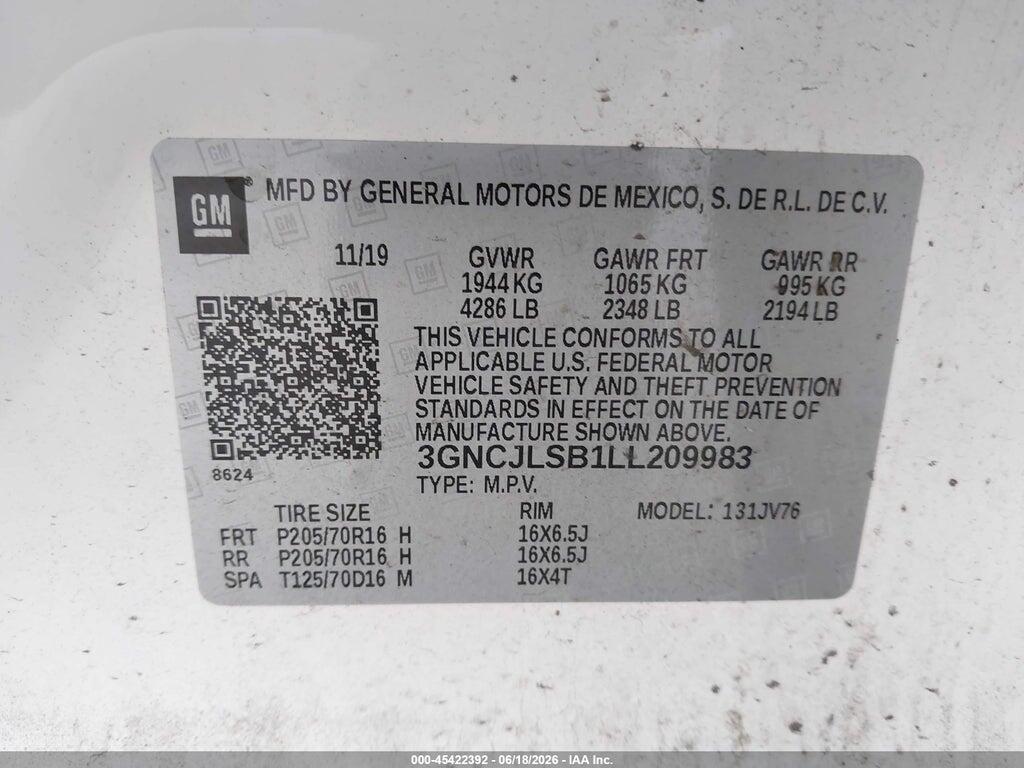 3GNCJLSB1LL209983 2020 CHEVROLET TRAX photo no. 9