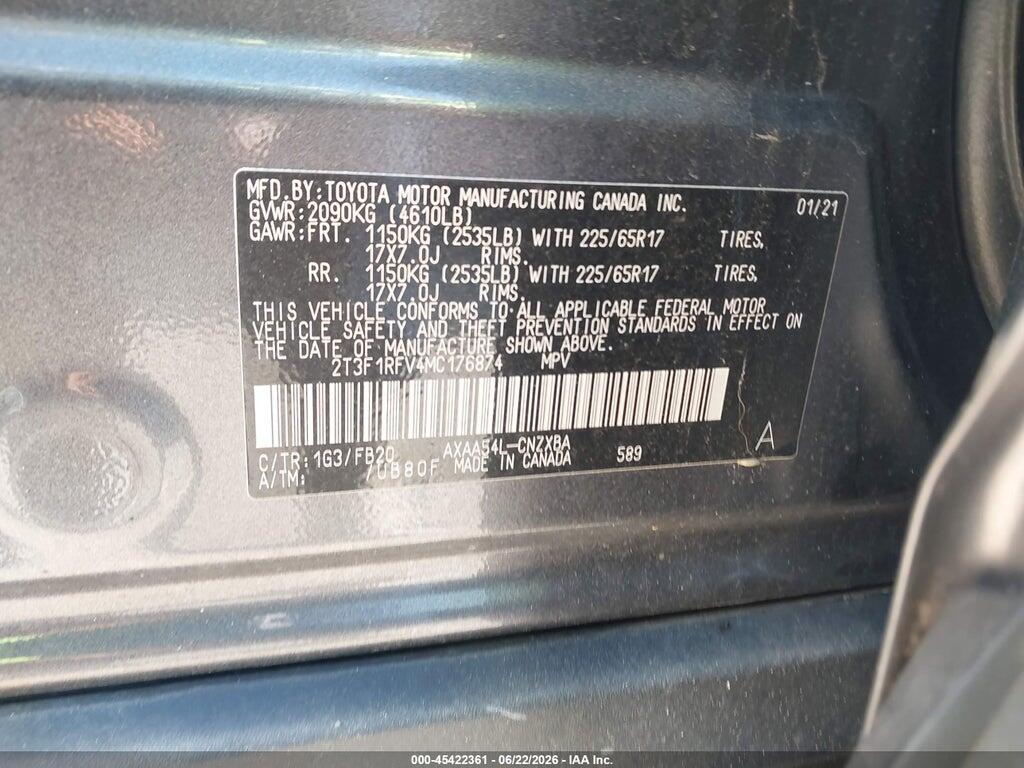 2T3F1RFV4MC176874 2021 TOYOTA RAV4 photo no. 9
