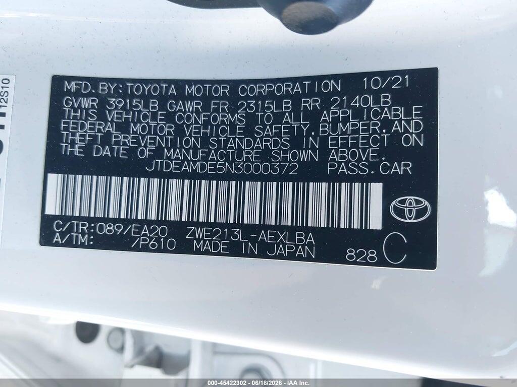 JTDEAMDE5N3000372 2022 TOYOTA COROLLA photo no. 9