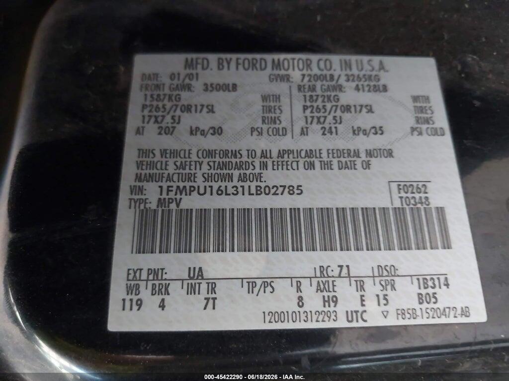 1FMPU16L31LB02785 2001 FORD EXPEDITION photo no. 9