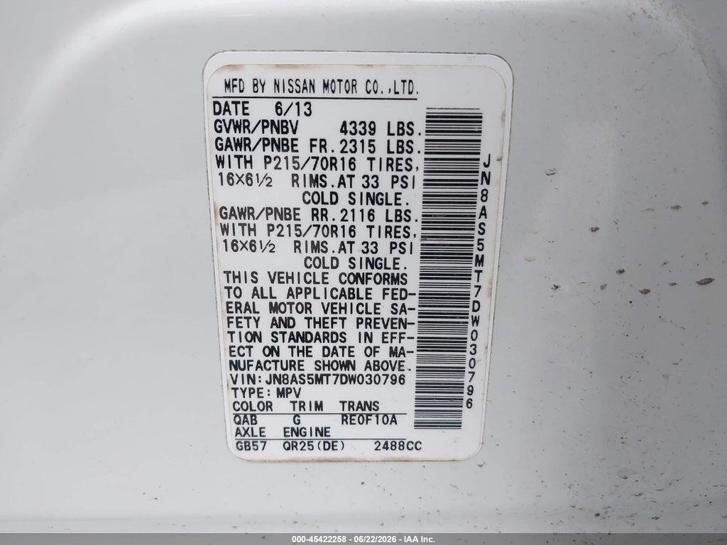 JN8AS5MT7DW030796 2013 NISSAN ROGUE photo no. 9