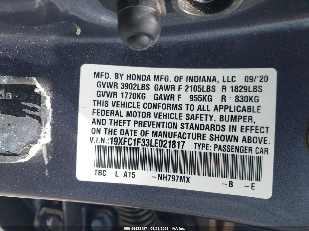 19XFC1F33LE021817 2020 HONDA CIVIC photo no. 9