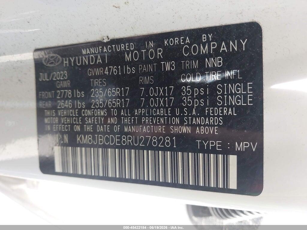 KM8JBCDE8RU278281 2024 HYUNDAI TUCSON photo no. 9