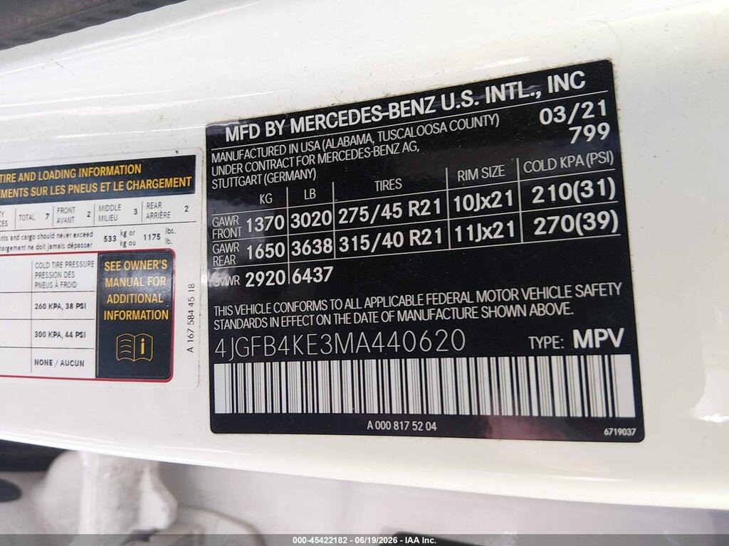 4JGFB4KE3MA440620 2021 MERCEDES-BENZ GLE 350 photo no. 9