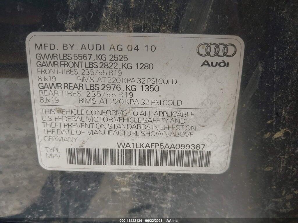 WA1LKAFP5AA099387 2010 AUDI Q5 photo no. 9