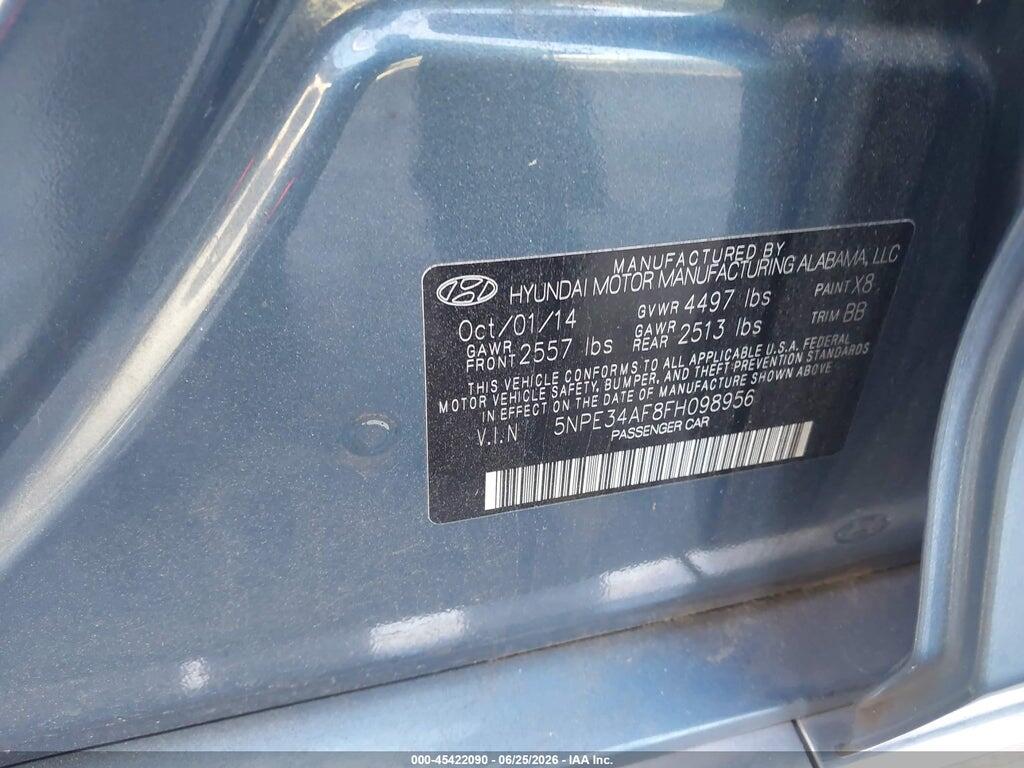5NPE34AF8FH098956 2015 HYUNDAI SONATA photo no. 9