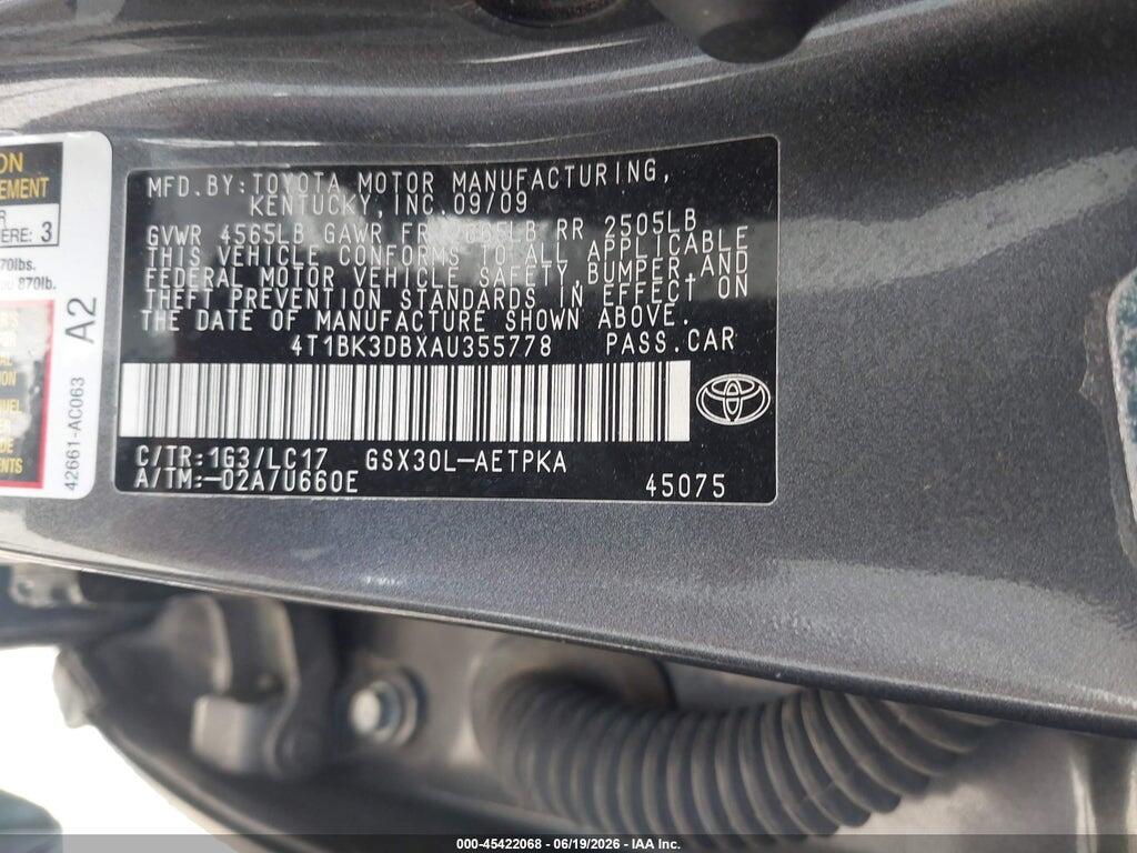 4T1BK3DBXAU355778 2010 TOYOTA AVALON photo no. 9