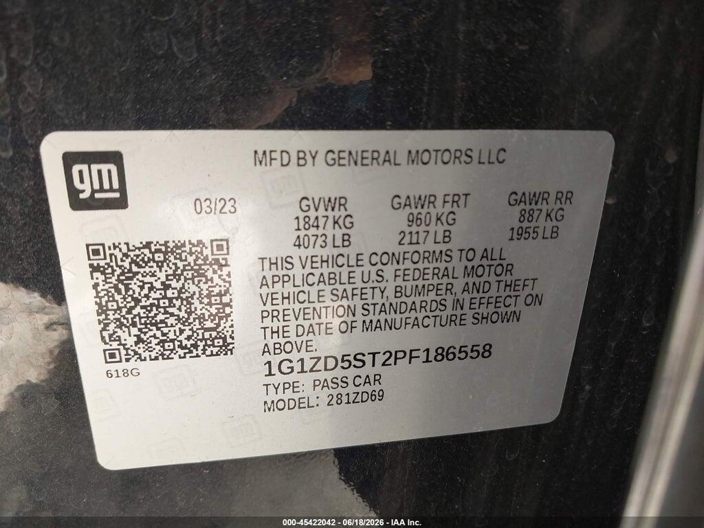 1G1ZD5ST2PF186558 2023 CHEVROLET MALIBU photo no. 9