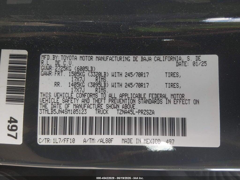 3TMLB5JN4SM105123 2025 TOYOTA TACOMA photo no. 9