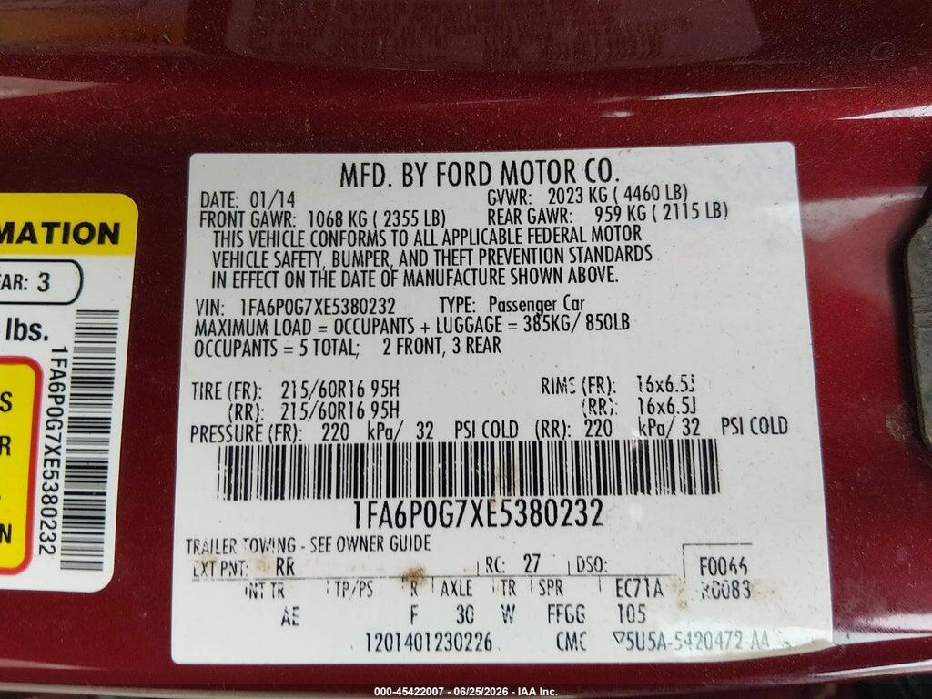 1FA6P0G7XE5380232 2014 FORD FUSION photo no. 9
