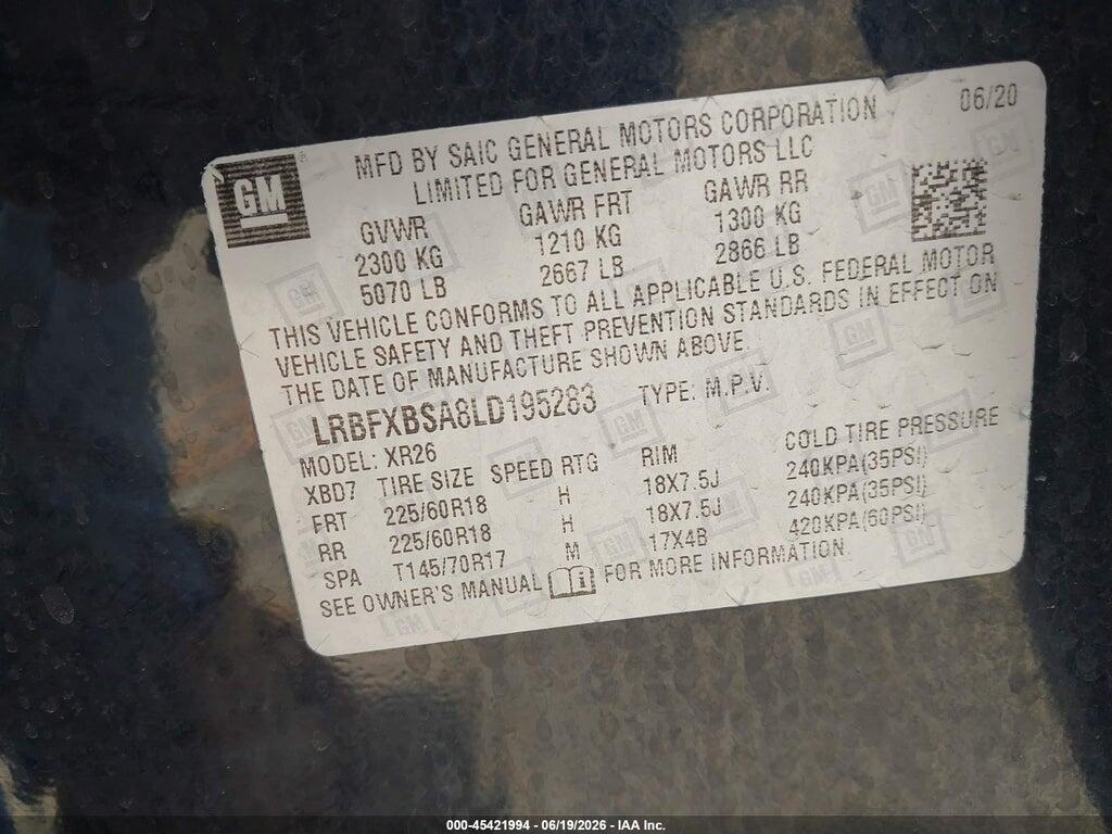 LRBFXBSA8LD195283 2020 BUICK ENVISION photo no. 9