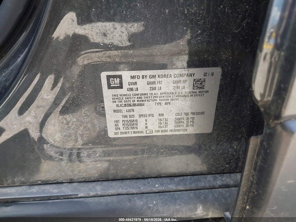 KL4CJBSB6JB646664 2018 BUICK ENCORE photo no. 9