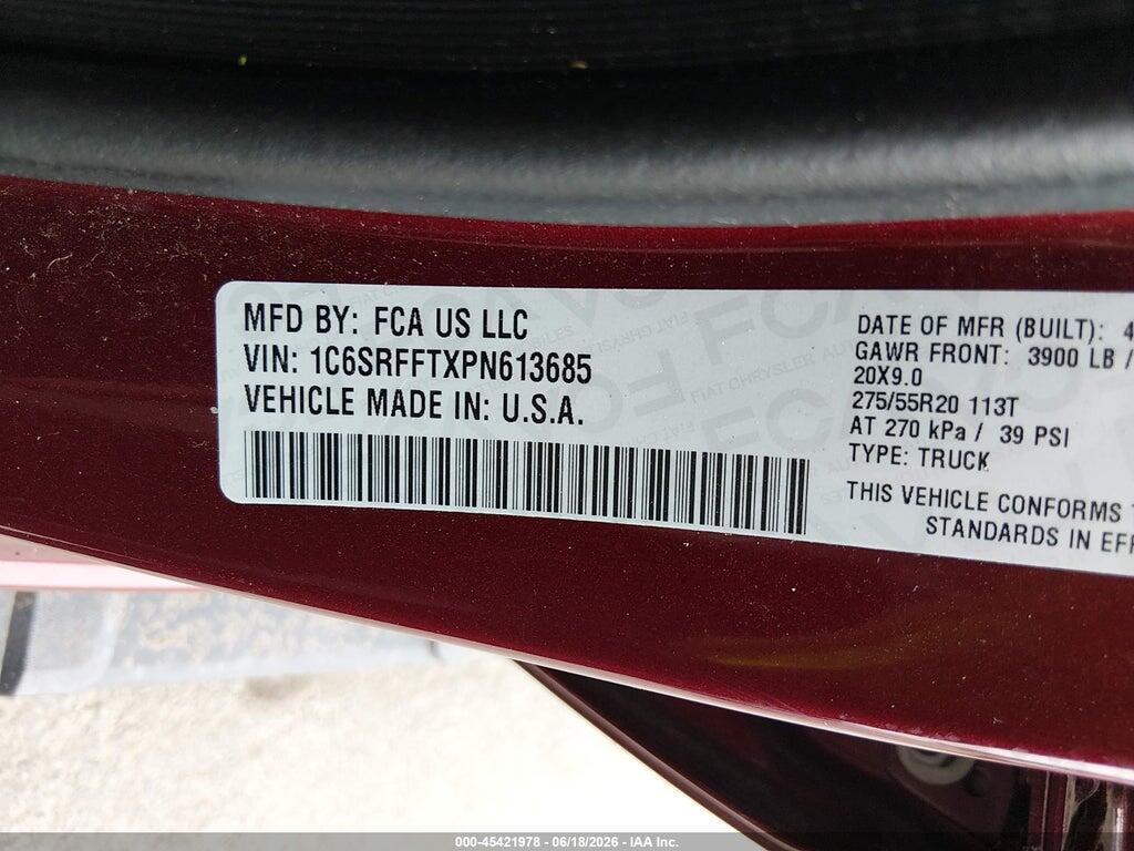 1C6SRFFTXPN613685 2023 RAM 1500 photo no. 9