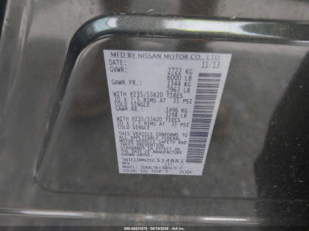 5N1CL0MN2EC514881 2014 INFINITI QX60 HYBRID photo no. 9