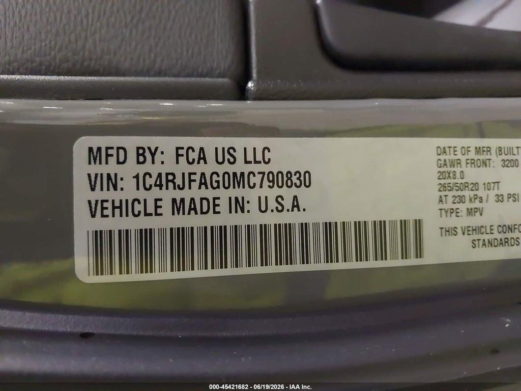 1C4RJFAG0MC790830 2021 JEEP GRAND CHEROKEE photo no. 9