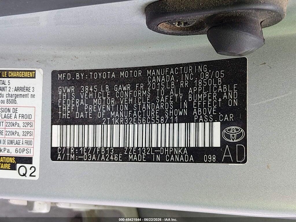 2T1KR32E56C558711 2006 TOYOTA MATRIX photo no. 9