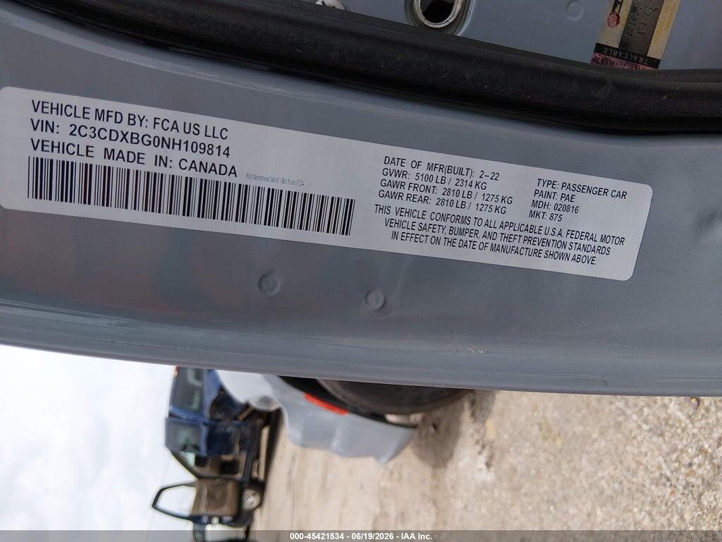 2C3CDXBG0NH109814 2022 DODGE CHARGER photo no. 9