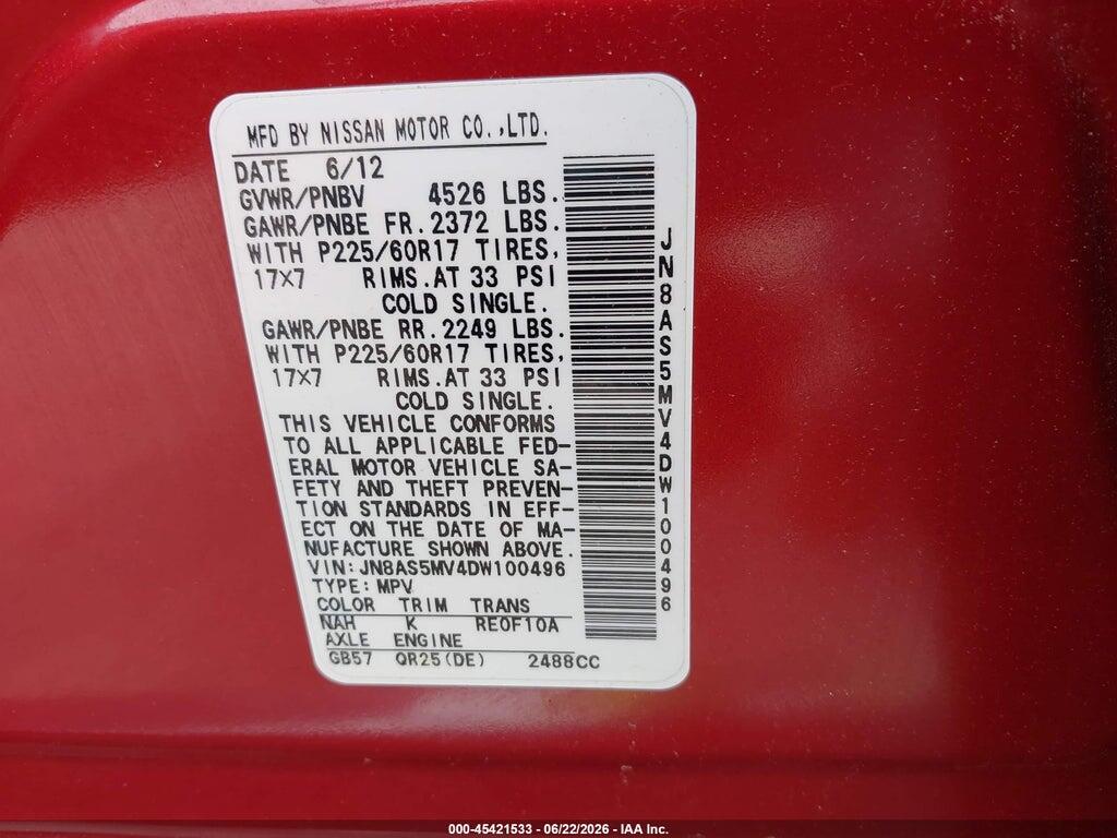 JN8AS5MV4DW100496 2013 NISSAN ROGUE photo no. 9