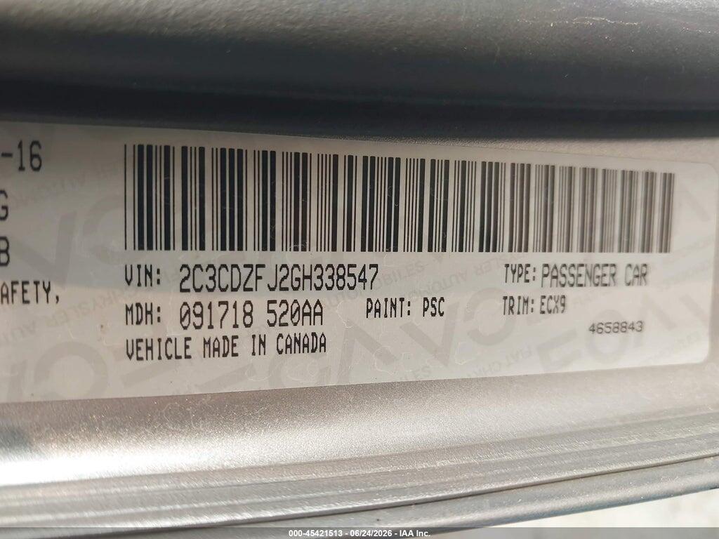2C3CDZFJ2GH338547 2016 DODGE CHALLENGER photo no. 9