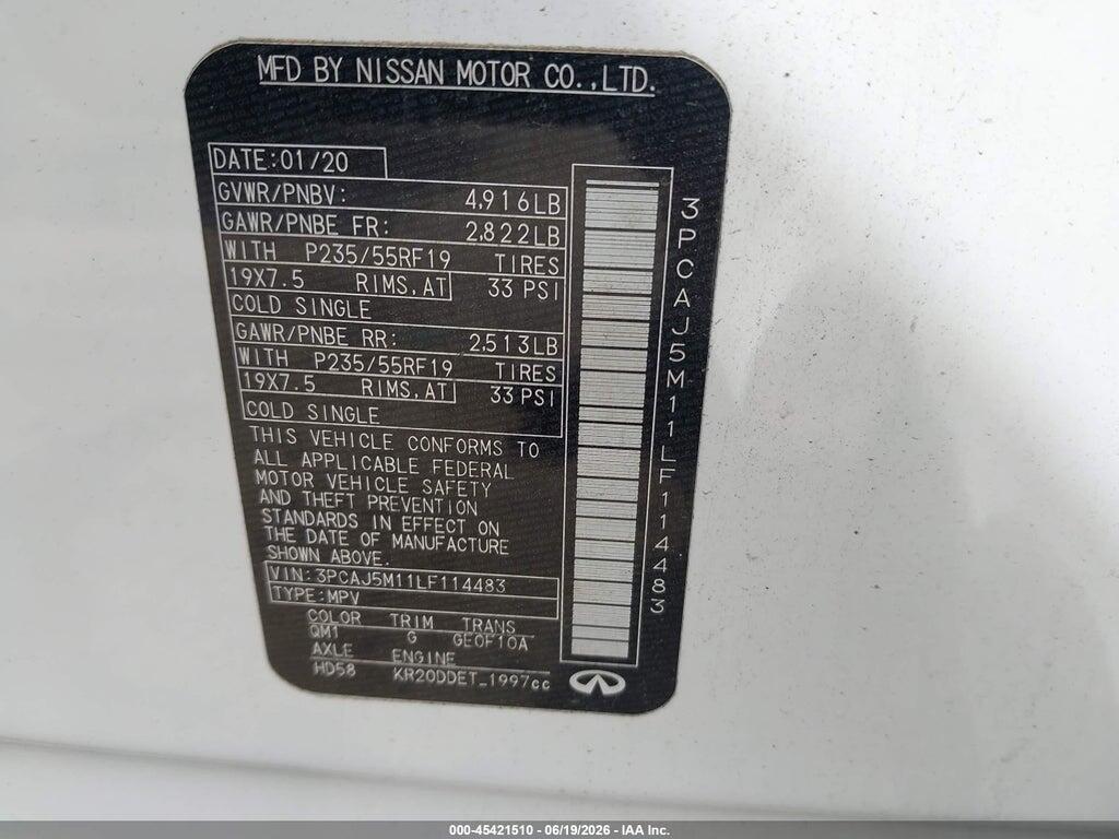 3PCAJ5M11LF114483 2020 INFINITI QX50 photo no. 9