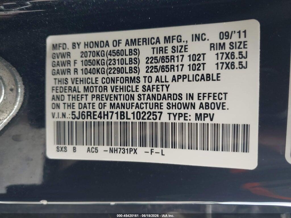 5J6RE4H71BL102257 2011 HONDA CR-V photo no. 9