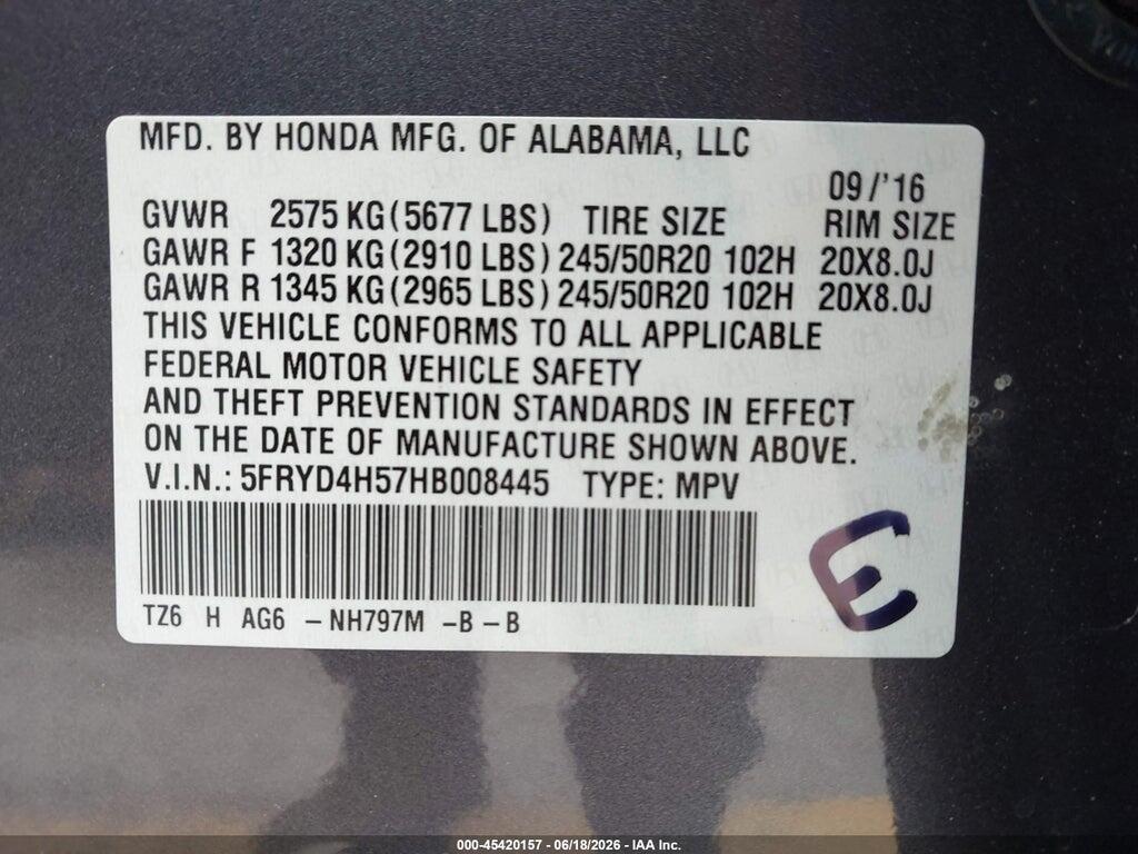 5FRYD4H57HB008445 2017 ACURA MDX photo no. 9