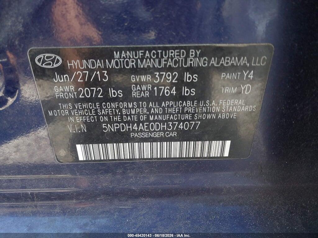 5NPDH4AE0DH374077 2013 HYUNDAI ELANTRA photo no. 9