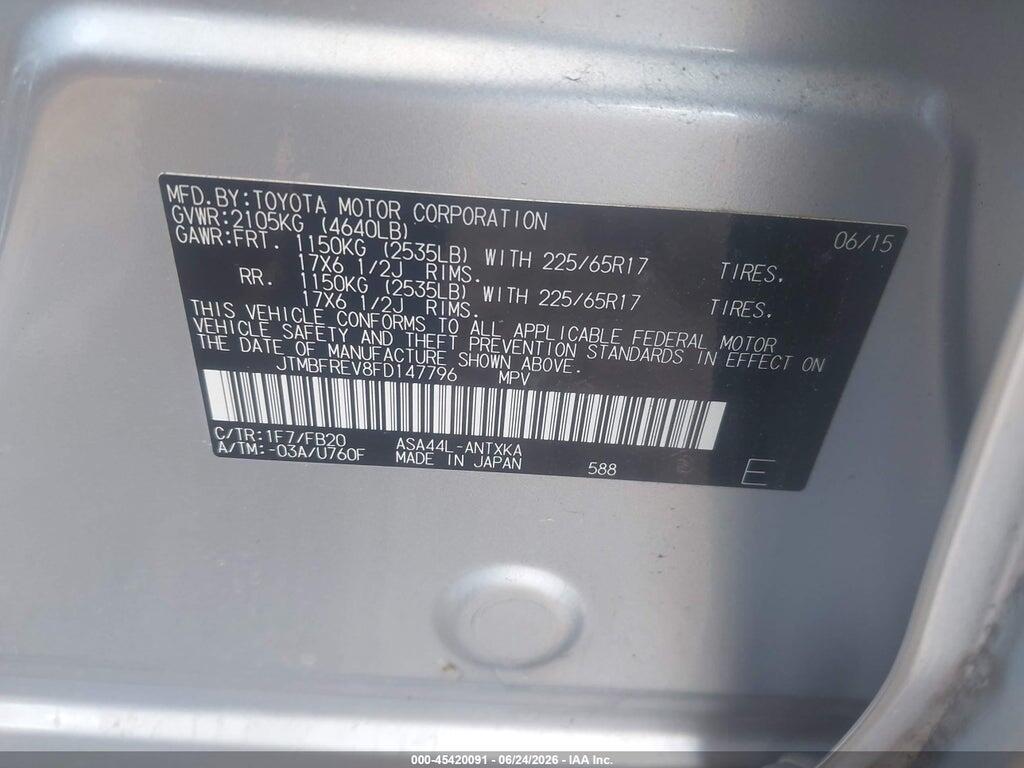 JTMBFREV8FD147796 2015 TOYOTA RAV4 photo no. 9