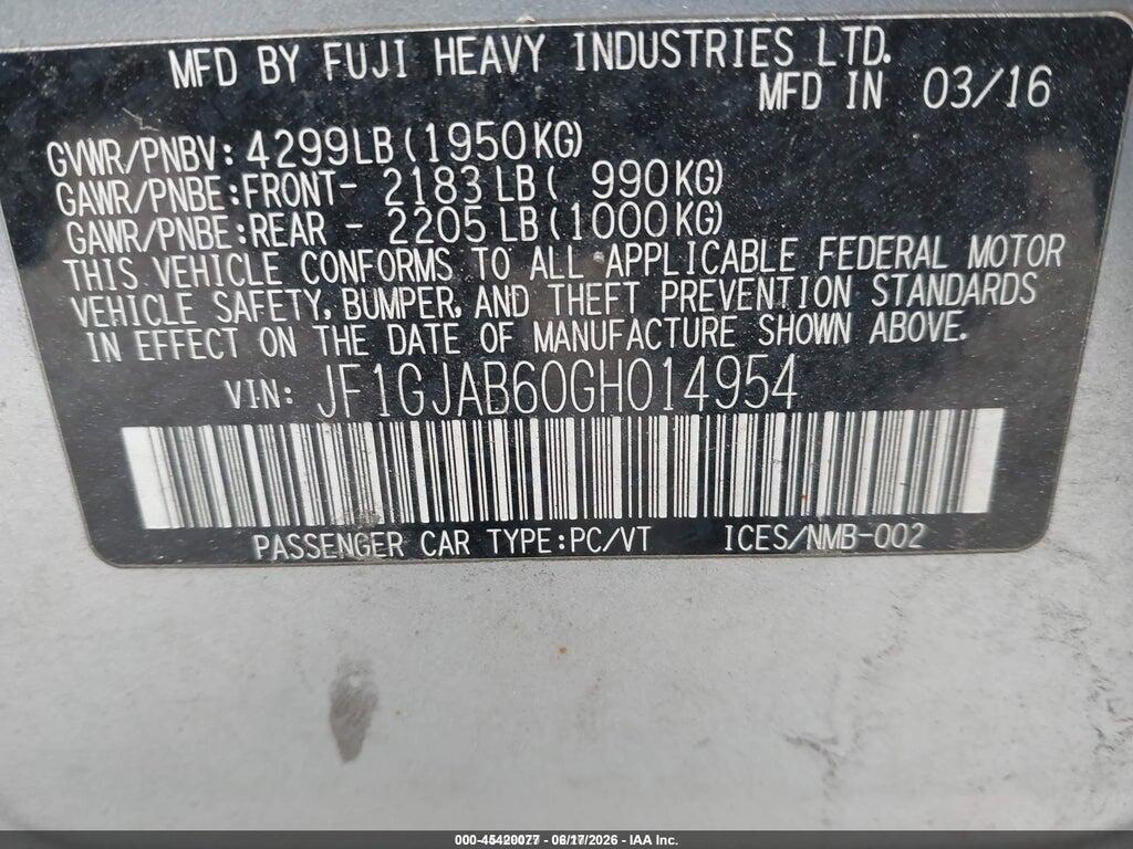 JF1GJAB60GH014954 2016 SUBARU IMPREZA photo no. 9
