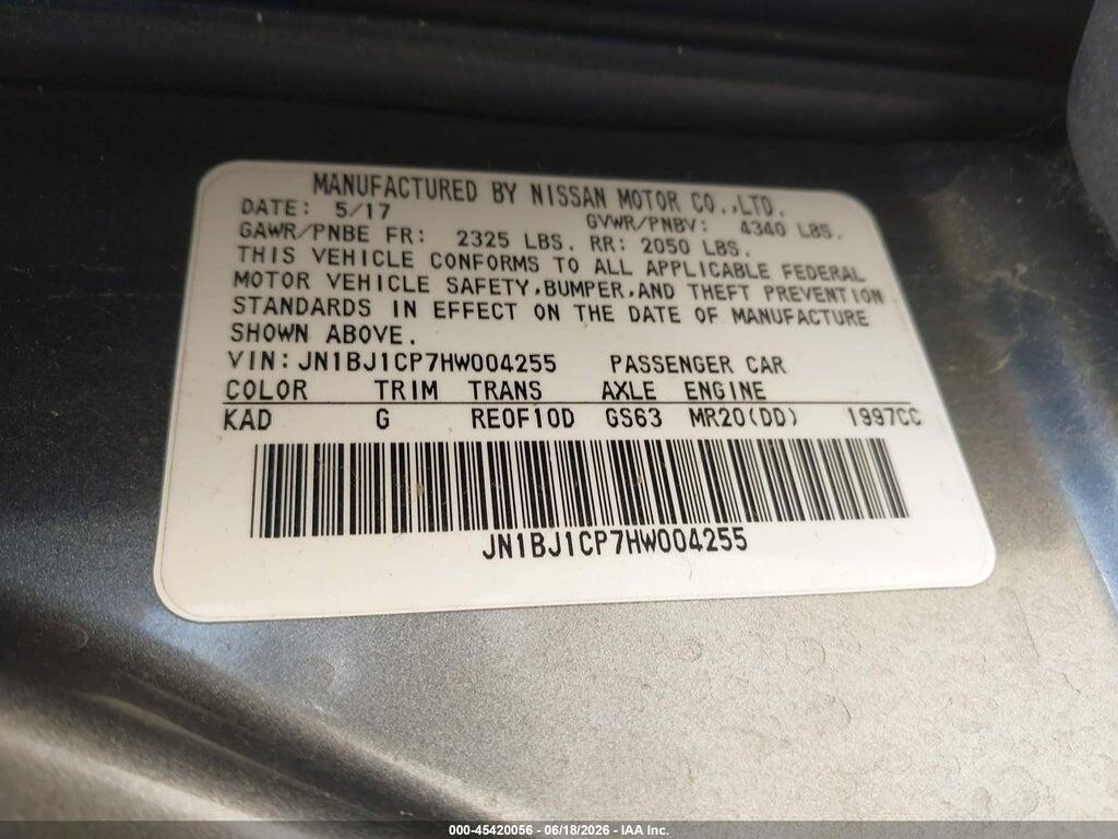 JN1BJ1CP7HW004255 2017 NISSAN ROGUE SPORT photo no. 9