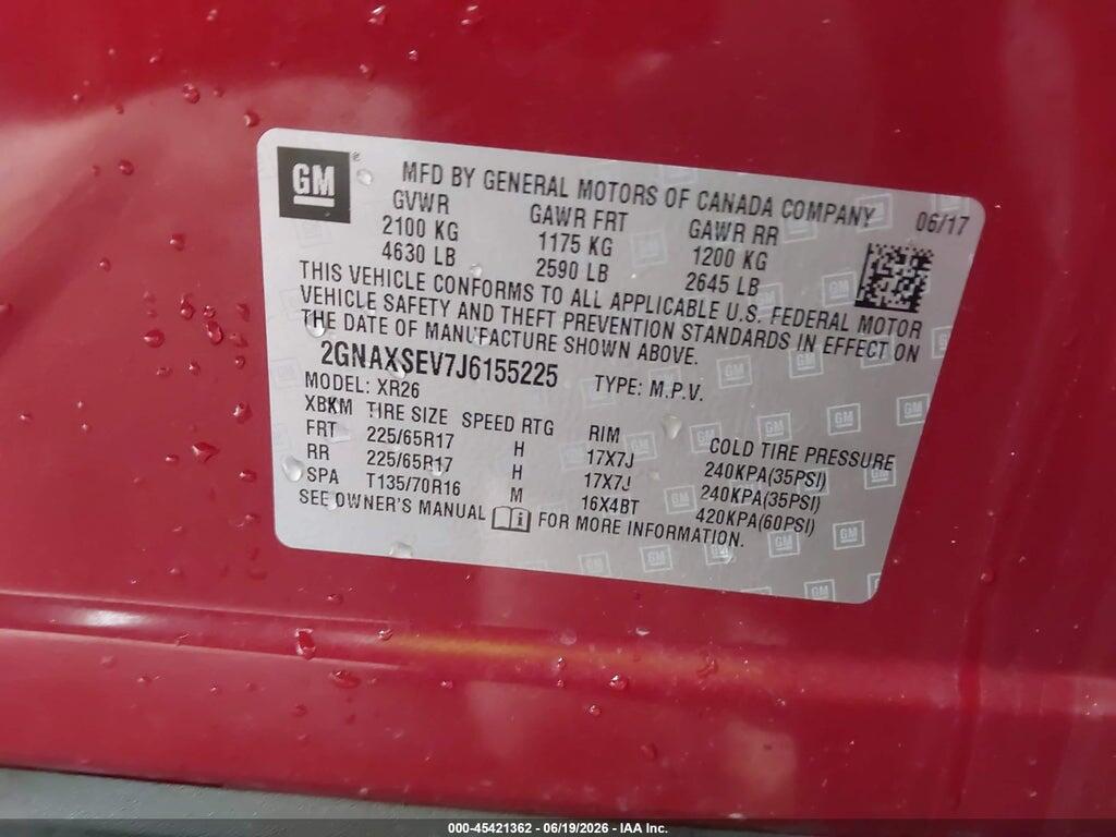 2GNAXSEV7J6155225 2018 CHEVROLET EQUINOX photo no. 9