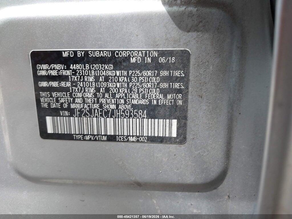 JF2SJAEC7JH593584 2018 SUBARU FORESTER photo no. 9