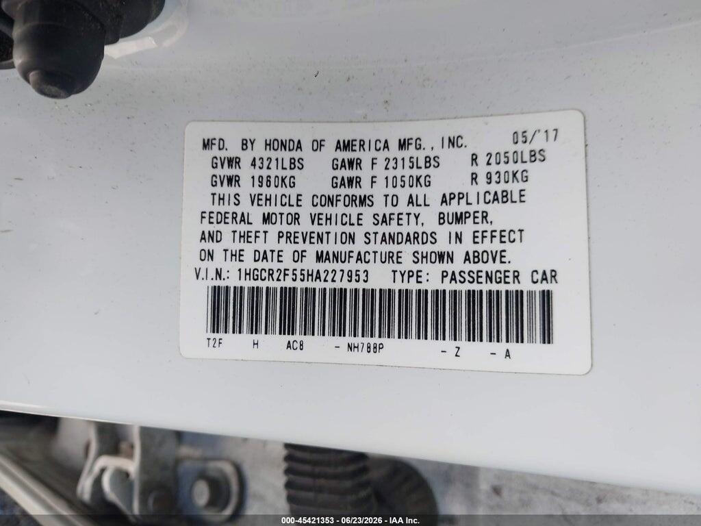 1HGCR2F55HA227953 2017 HONDA ACCORD photo no. 9