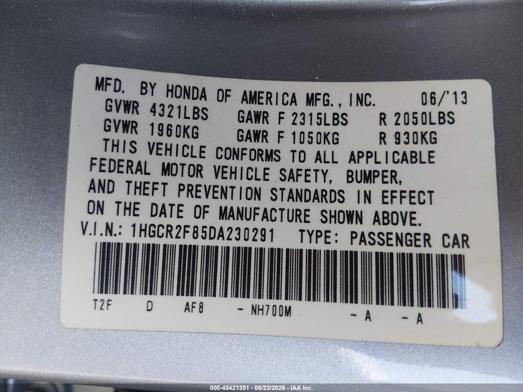 1HGCR2F85DA230291 2013 HONDA ACCORD photo no. 9