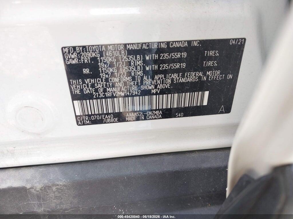 2T3C1RFV2MW147942 2021 TOYOTA RAV4 photo no. 9