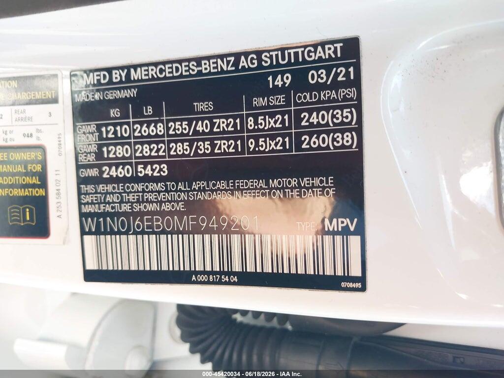 W1N0J6EB0MF949201 2021 MERCEDES-BENZ AMG GLC 43 COUPE photo no. 9
