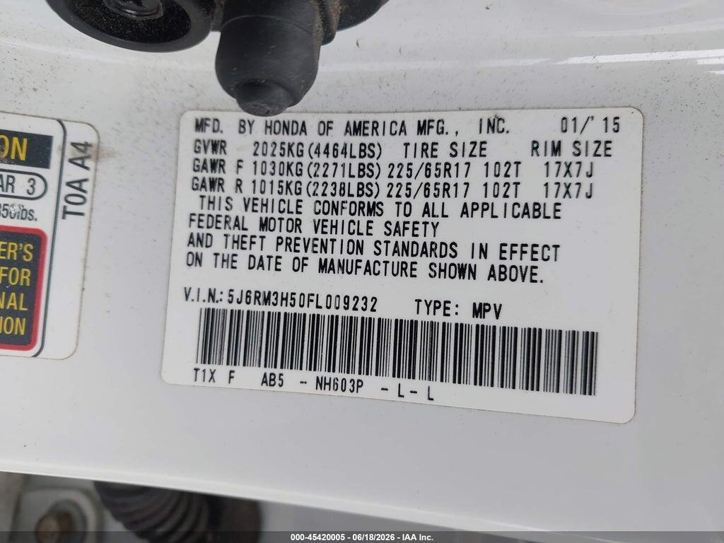 5J6RM3H50FL009232 2015 HONDA CR-V photo no. 9