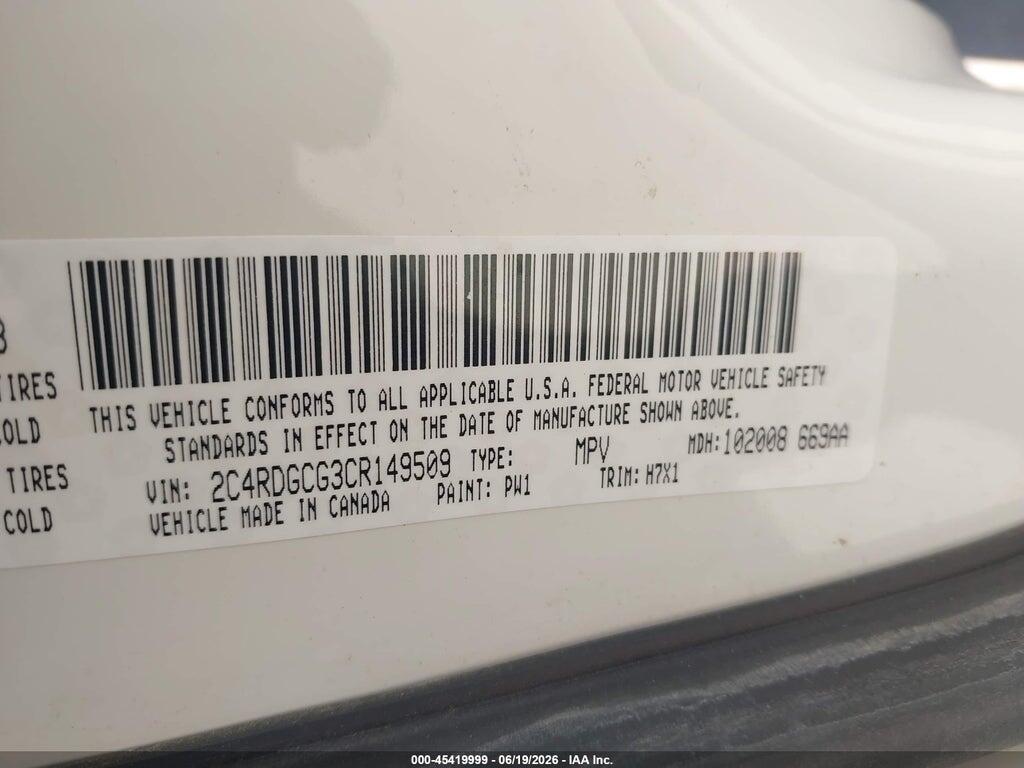 2C4RDGCG3CR149509 2012 DODGE GRAND CARAVAN photo no. 9