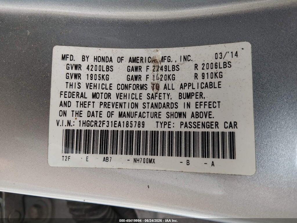 1HGCR2F31EA185789 2014 HONDA ACCORD photo no. 9