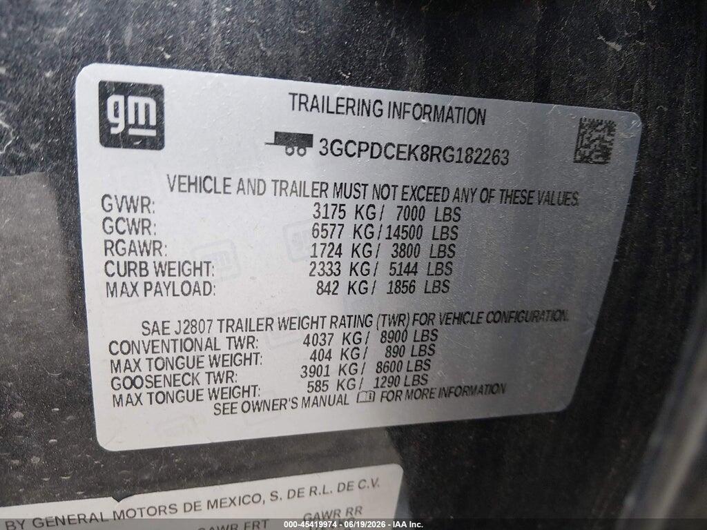 3GCPDCEK8RG182263 2024 CHEVROLET SILVERADO 1500 photo no. 9
