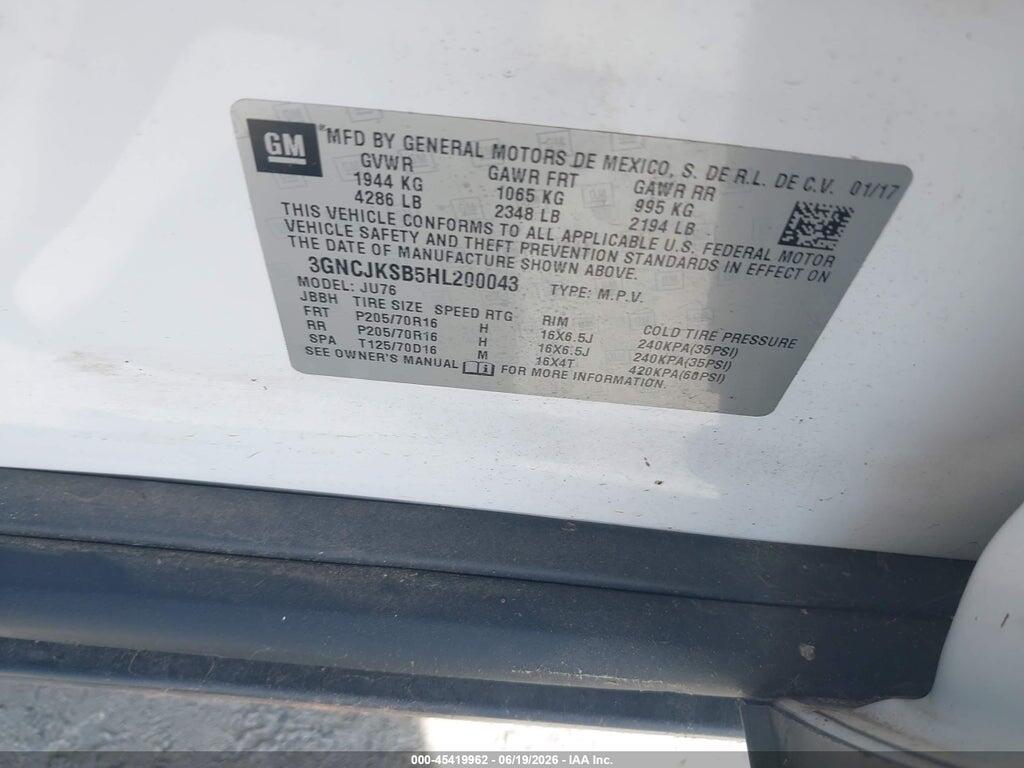 3GNCJKSB5HL200043 2017 CHEVROLET TRAX photo no. 9