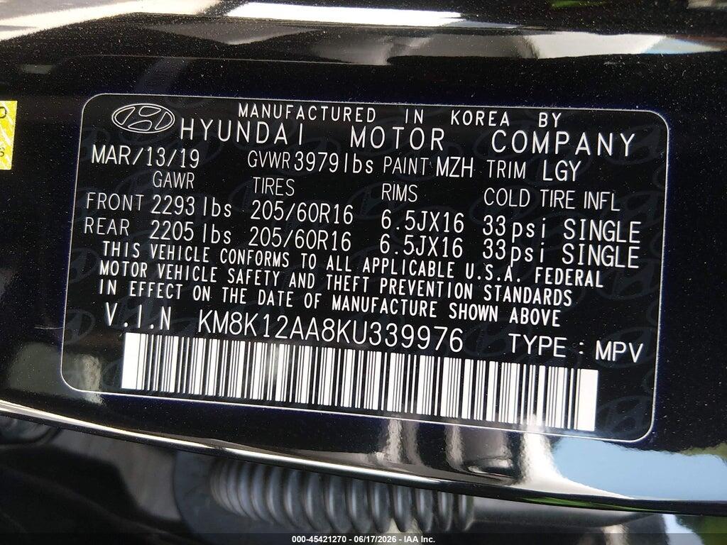 KM8K12AA8KU339976 2019 HYUNDAI KONA photo no. 9